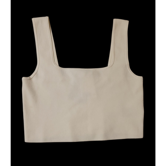 New H&M Beige Square Neck Crop‎ Tank Top Soft Girl Basic Closet Staple Size M - Picture 1 of 8